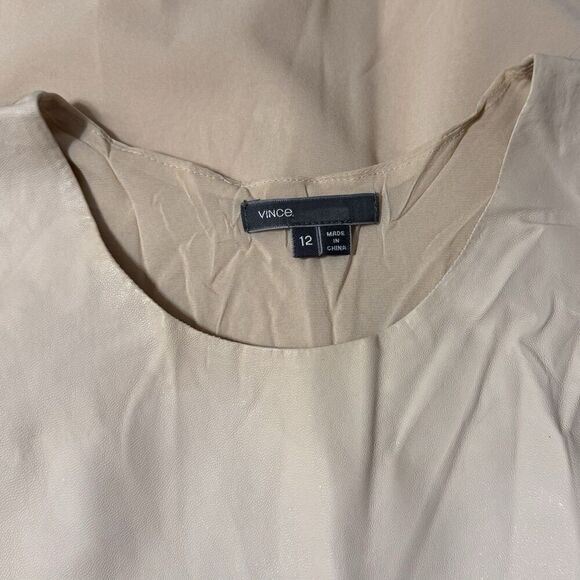 Vince Womens Leather Silk Sleeveless Tunic Tank Top Size 12 Pink Quiet Luxury - Picture 6 of 8